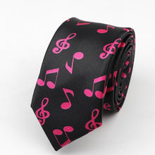 Last inn bildet i Galleri-visningsprogrammet, Classic Fashion Men&#39;s Skinny Tie Colorful Musical Notes Printed Piano Guitar Polyester 5cm Width Necktie Party Gift Accessory
