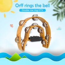 Last inn bildet i Galleri-visningsprogrammet, Wooden Half Moon Drum Orff Tambourine Creative Percussion Musical Instruments ABS Finger-shaped Handle Hand Bell
