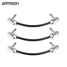 Last inn bildet i Galleri-visningsprogrammet, ammoon 15cm/ 6in Guitar Cable Guitar Pedal Audio Cable 1/4&quot; Silver Right-angle Plug Black 3-Pack/6-Pack Guitar Accessories
