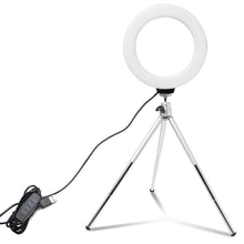 Last inn bildet i Galleri-visningsprogrammet, 6inch Mini LED Desktop Video Ring Light Selfie Lamp With Tripod Stand USB Plug For YouTube Live Photo Photography Studio
