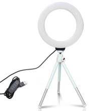 Last inn bildet i Galleri-visningsprogrammet, 6inch Mini LED Desktop Video Ring Light Selfie Lamp With Tripod Stand USB Plug For YouTube Live Photo Photography Studio
