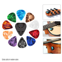Last inn bildet i Galleri-visningsprogrammet, 10Pcs Guitar Picks &amp; Guitar Pick Holder Set for Acoustic Guitar Electric Guitar Bass Ukulele Stick-on Holder  Random Color

