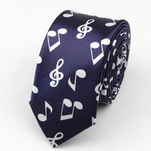 Last inn bildet i Galleri-visningsprogrammet, Classic Fashion Men&#39;s Skinny Tie Colorful Musical Notes Printed Piano Guitar Polyester 5cm Width Necktie Party Gift Accessory
