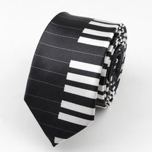 Last inn bildet i Galleri-visningsprogrammet, Classic Fashion Men&#39;s Skinny Tie Colorful Musical Notes Printed Piano Guitar Polyester 5cm Width Necktie Party Gift Accessory
