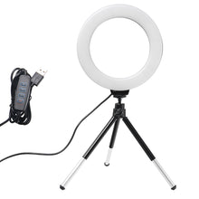 Last inn bildet i Galleri-visningsprogrammet, 6inch Mini LED Desktop Video Ring Light Selfie Lamp With Tripod Stand USB Plug For YouTube Live Photo Photography Studio
