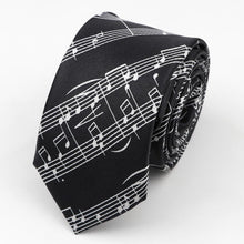 Last inn bildet i Galleri-visningsprogrammet, Classic Fashion Men&#39;s Skinny Tie Colorful Musical Notes Printed Piano Guitar Polyester 5cm Width Necktie Party Gift Accessory
