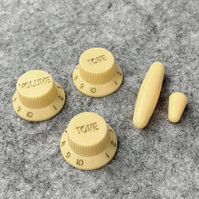 Last inn bildet i Galleri-visningsprogrammet, FLEOR Set of Yellow ABS Tone Volume Guitar Knobs 2T1V Whammy Bar Tip 5-Way Switch Tip for ST Electric Guitar
