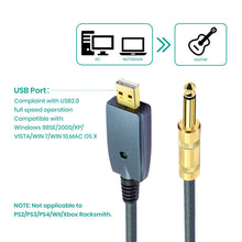 Last inn bildet i Galleri-visningsprogrammet, USB to Guitar Cable Interface Male to 6.35mm Jack Electric Guitar Accessories Audio Connector Cord Adapter for Instrument 3M

