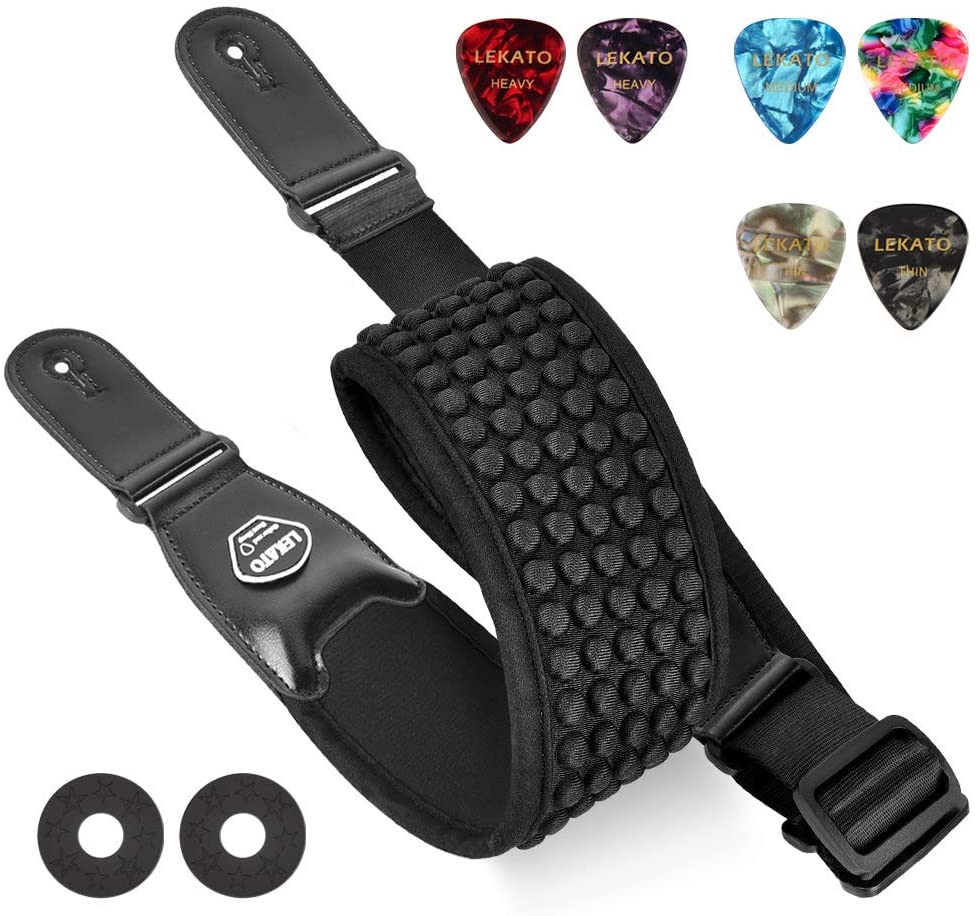 LEKATO LGS-1 Guitar Strap Adjustable 3D Sponge Filling Guitar Belts Acoustic Electric Guitar Strap Bass Belt 3.5