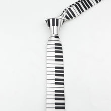 Last inn bildet i Galleri-visningsprogrammet, Classic Fashion Men&#39;s Skinny Tie Colorful Musical Notes Printed Piano Guitar Polyester 5cm Width Necktie Party Gift Accessory
