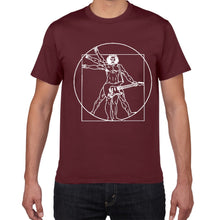 Last inn bildet i Galleri-visningsprogrammet, Da Vinci guitar funny T-Shirt men Vitruvian Man rock band Vintage Graphic Music Novelty streetwear t shirt men homme men clothes

