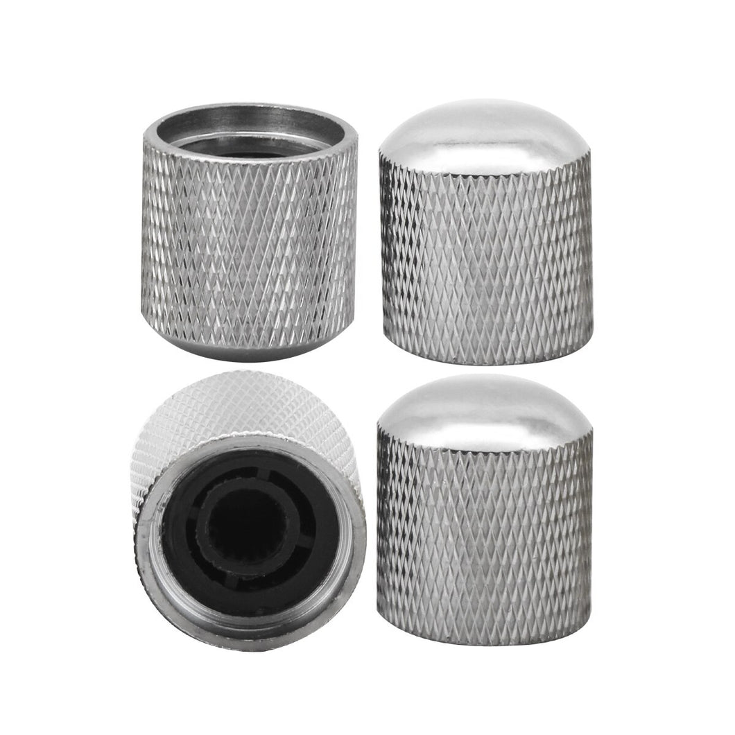 FLEOR 4PCS Metal Guitar Knobs 6mm Potentiometer Control Knobs Chrome For Electric Guitar Parts