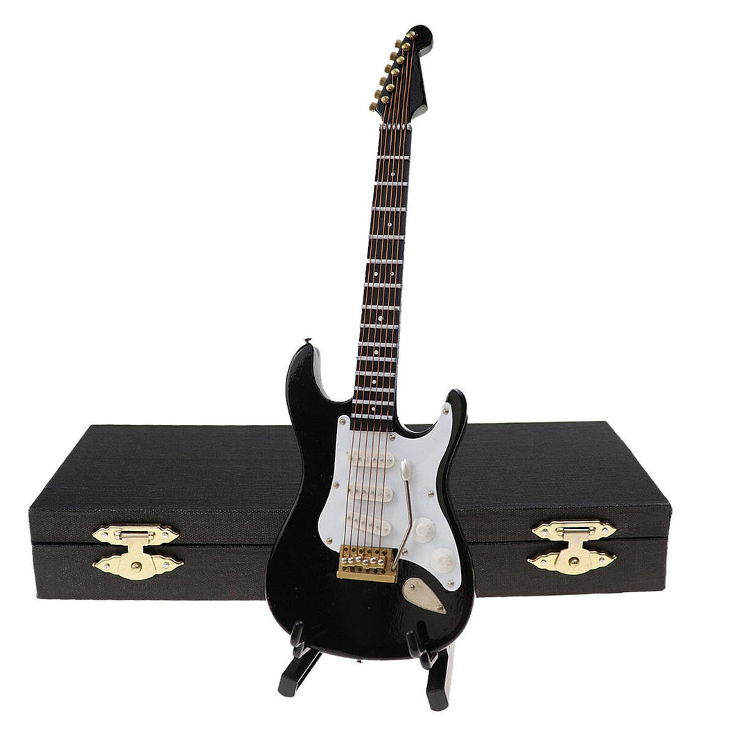 Mini Electric Guitar Model Miniature Decoration Musical Instruments with Case and Stand