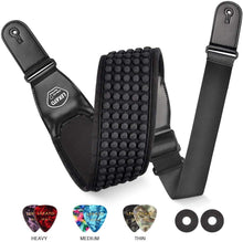 Last inn bildet i Galleri-visningsprogrammet, LEKATO LGS-1 Guitar Strap Adjustable 3D Sponge Filling Guitar Belts Acoustic Electric Guitar Strap Bass Belt 3.5&quot; Wide 6 Picks
