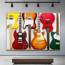Last inn bildet i Galleri-visningsprogrammet, Colorful Electric Guitar Canvas Painting Print Poster MusicStudio Living Room Decor Musician Wall Gift Guitarist Instrument Art
