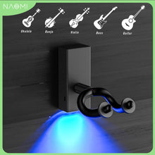 Last inn bildet i Galleri-visningsprogrammet, NAOMI Wall Mount Guitar Hanger Hook Illuminated LED Display Ambient Lighting Non-slip Holder Stand For Acoustic/Electric Guitar
