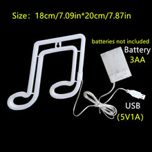 Last inn bildet i Galleri-visningsprogrammet, LED Musical Note Neon Sign Lights For Bedroom Wall Battery USB Night Lamp Atmosphere Birthday Gifts Wedding Home Room Decoration
