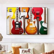 Last inn bildet i Galleri-visningsprogrammet, Colorful Electric Guitar Canvas Painting Print Poster MusicStudio Living Room Decor Musician Wall Gift Guitarist Instrument Art
